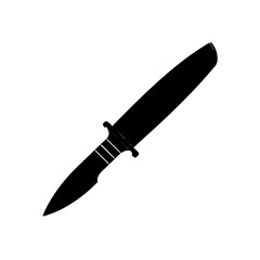 survival knife silhouette on white background  