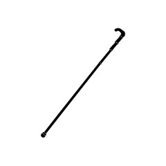 telescopic walking stick silhouette on white 