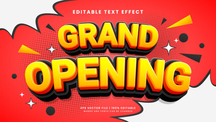 Grand opening 3d editable text effect cartoon style