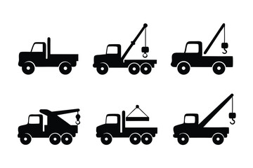 set of Towing Truck icon silhouette vector illustration