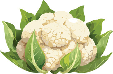 Cauliflower isolated on a transparent or white background, vector illustration