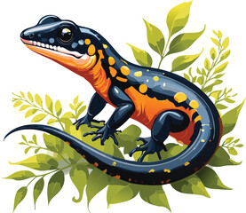Salamander isolated on a transparent or white background, vector illustration