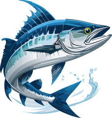 Barracuda isolated on a transparent or white background, vector illustration
