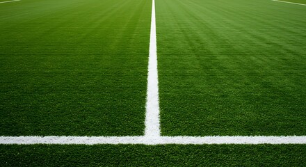 Obraz premium Lush Green Field, Center Line Beckons