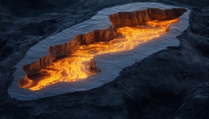 Fototapeta premium Biological Computer Glowing Neural Network Data Flow in Abstract Rocky Landscape Futuristi