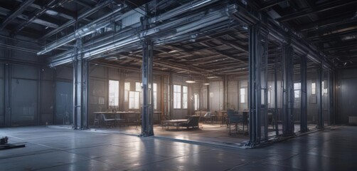 Fototapeta premium Blueprint overlay on photo, technical architectural feel, style, blueprint, vintage