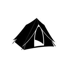 tent partially unzipped silhouette on white 