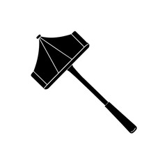 tent peg and mallet silhouette on white background.svg