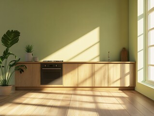 Modern minimalist kitchen with natural light