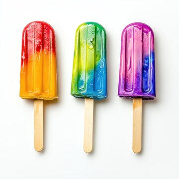 Colorful rainbow popsicles