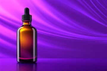 Amber bottle on a purple backdrop