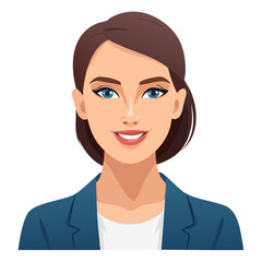 Flat Vector. Portrait of only one Woman. Simple Background.