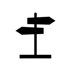 trailhead post with arrows silhouette on white 