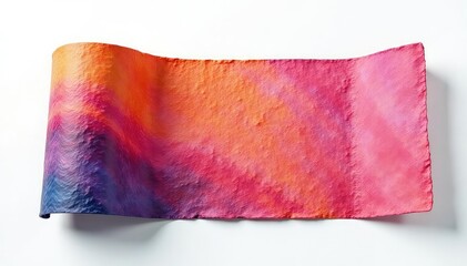 A textured flap, unfurled, set against stark white backdrop , element, photography