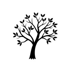 tree branch silhouette on white background 