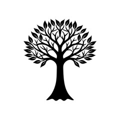 Obraz premium tree with carved heart silhouette on white 