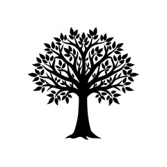 Obraz premium tree with carved initials silhouette on white 