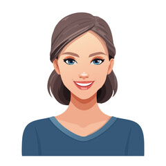 Fototapeta premium Flat Vector. Portrait of only one Woman. Simple Background.