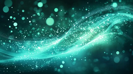 Gradient from soft teal to deep emerald green with glowing water ripples moving across the design.