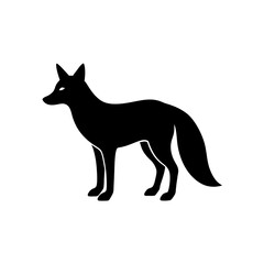 wild fox silhouette on white background 