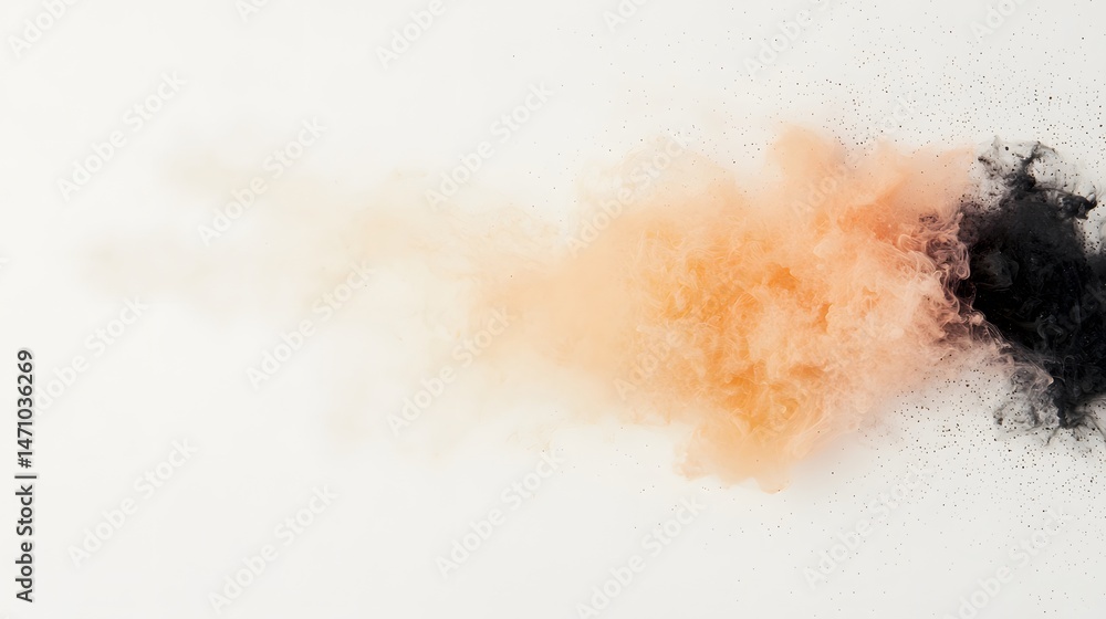Poster abstract ink puddle expanding into gradient on white background