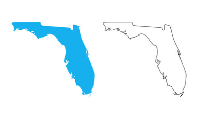 Fototapeta premium map of the U.S. state of florida. Blue silhouette and outline isolated on white background