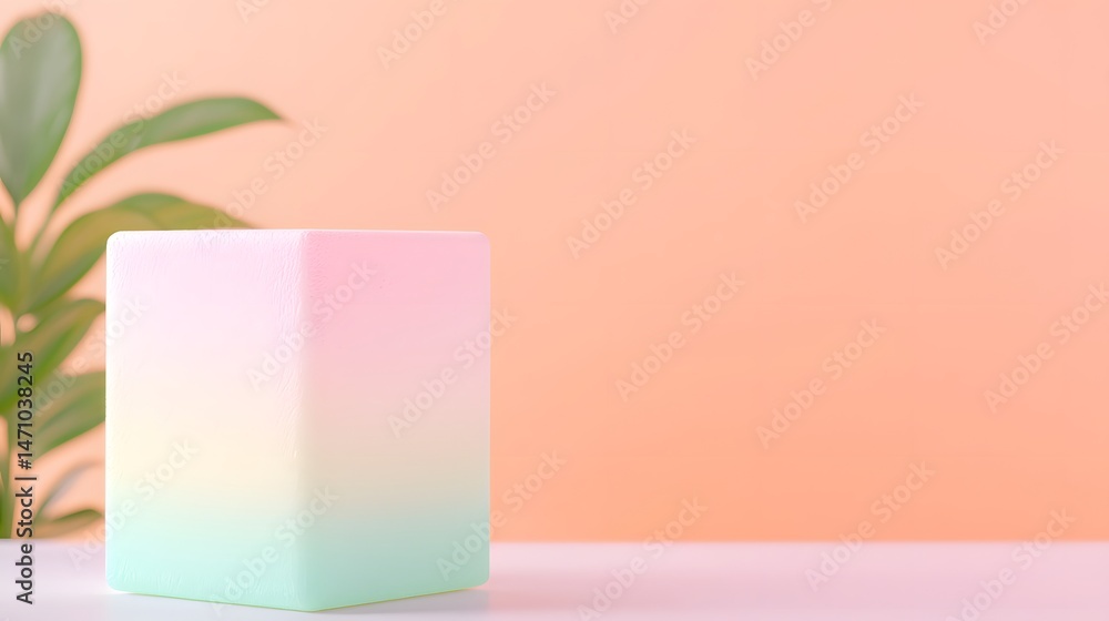 Poster abstract pastel cube mesh melting into smooth gradient