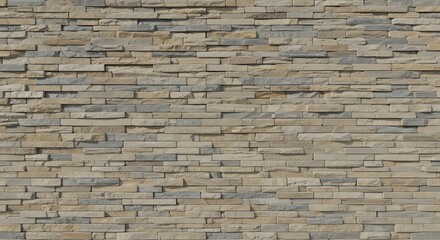 Obraz premium Stone Wall Texture with Thin Rectangular Blocks Neutral Colors