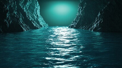 Gradient from teal to deep turquoise with rippling light and a slight water effect.