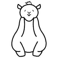 座っているラクダの白黒イラスト