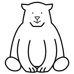 座っているシロクマのゆるいイラスト