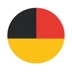 Fototapeta premium Abstract tricolor disc: A geometric composition of black, red, and golden hues