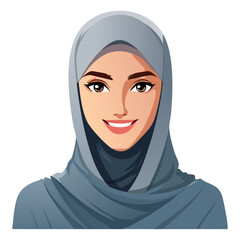 Naklejka premium Flat Vector. Portrait of only one Woman. Simple Background.