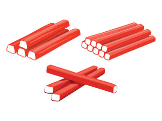 vector illustration of a Crab Sticks (Imitation Crab Meat, Often Deep-Fried)