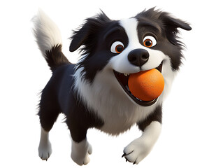 Obraz premium border collie with a ball in its mouth and excited expression, ready to play. Transparent background.