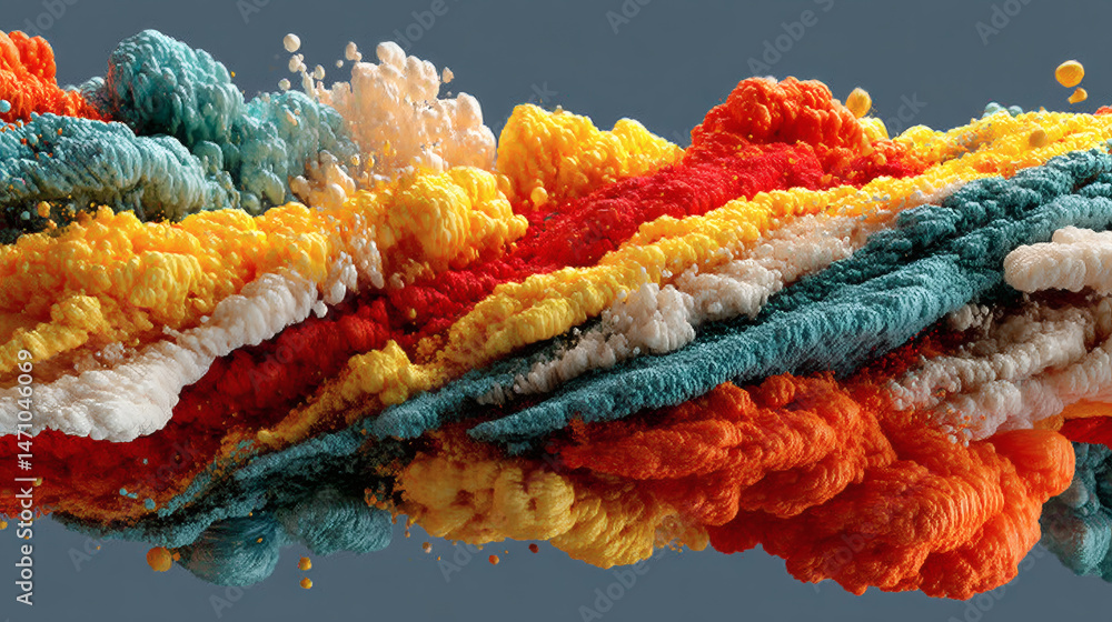 Poster colorful explosion of paint in space dynamic art abstract background vibrant environment close-up vi