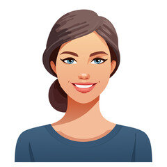 Fototapeta premium Flat Vector. Portrait of only one Woman. Simple Background.