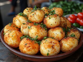 Delicious Crispy Potato Balls Food Garnish Tasty Dish Appetizer Restaurant Menu