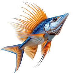 Fototapeta premium Fantastical aquatic creature with iridescent scales and feathery dorsal fin