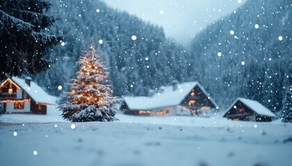 Snowy Christmas Village Scene