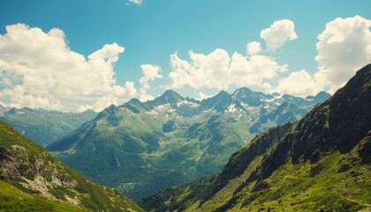 Fototapeta premium Mountain vista, lush valleys