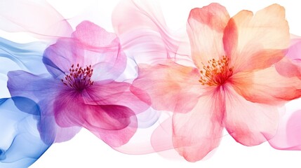 Fototapeta premium Artistic watercolor ink style painting of blooming spring flowers with gentle swirls of abstract color