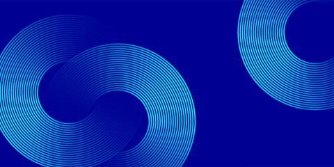 Abstract blue glowing geometric lines on dark blue background. Modern shiny blue circle lines pattern. Futuristic technology concept. Suit for cover, poster, banner, website. vector ilustration