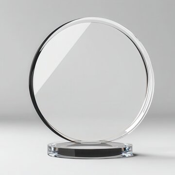 award template design prise olated crystal plaque first view rendering white 3d premium trophy place round blank acrylic glass plate prize glasses clear realistic celebration.