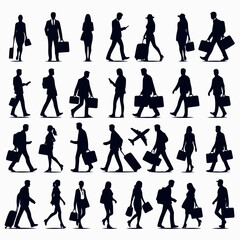 Silhouette Diverse Group of People on the Move