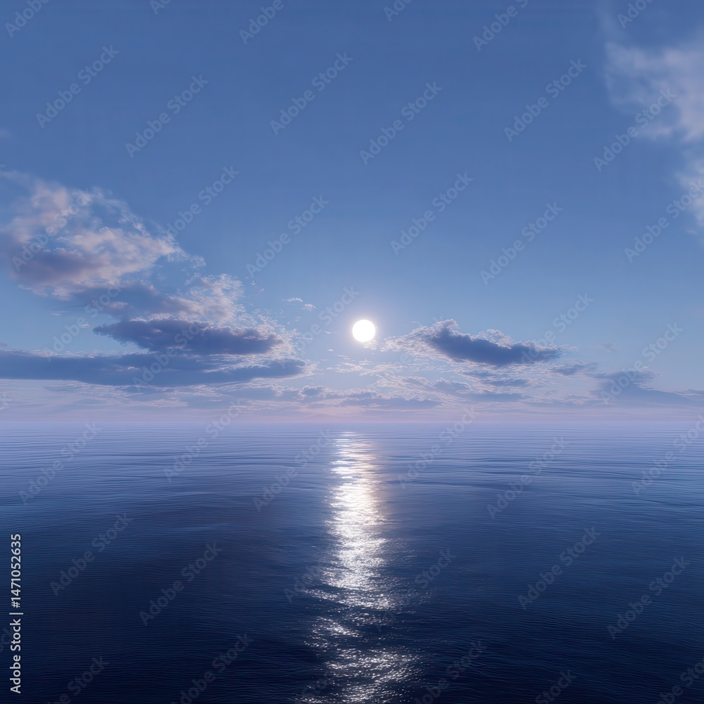 Poster game rendering style materialsï¼œa panoramic view of the vast sea from a high altitude under the set