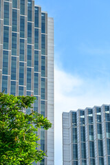 Obraz premium Exterior of modern architecture, modern city building. Modern architecture abstract background, building abstract.