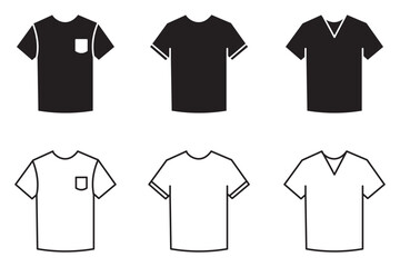 Naklejka premium Set of t-shirt icons. Shirt, t-shirt, apparel store. T-shirt design template.
