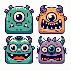 cute monster set