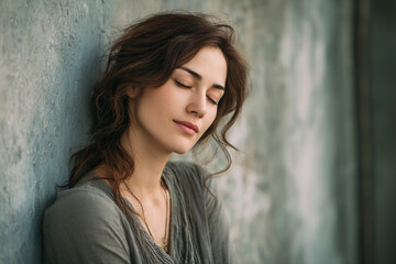 Fototapeta premium Woman Exhibiting Fatigue in Bright Sunlight